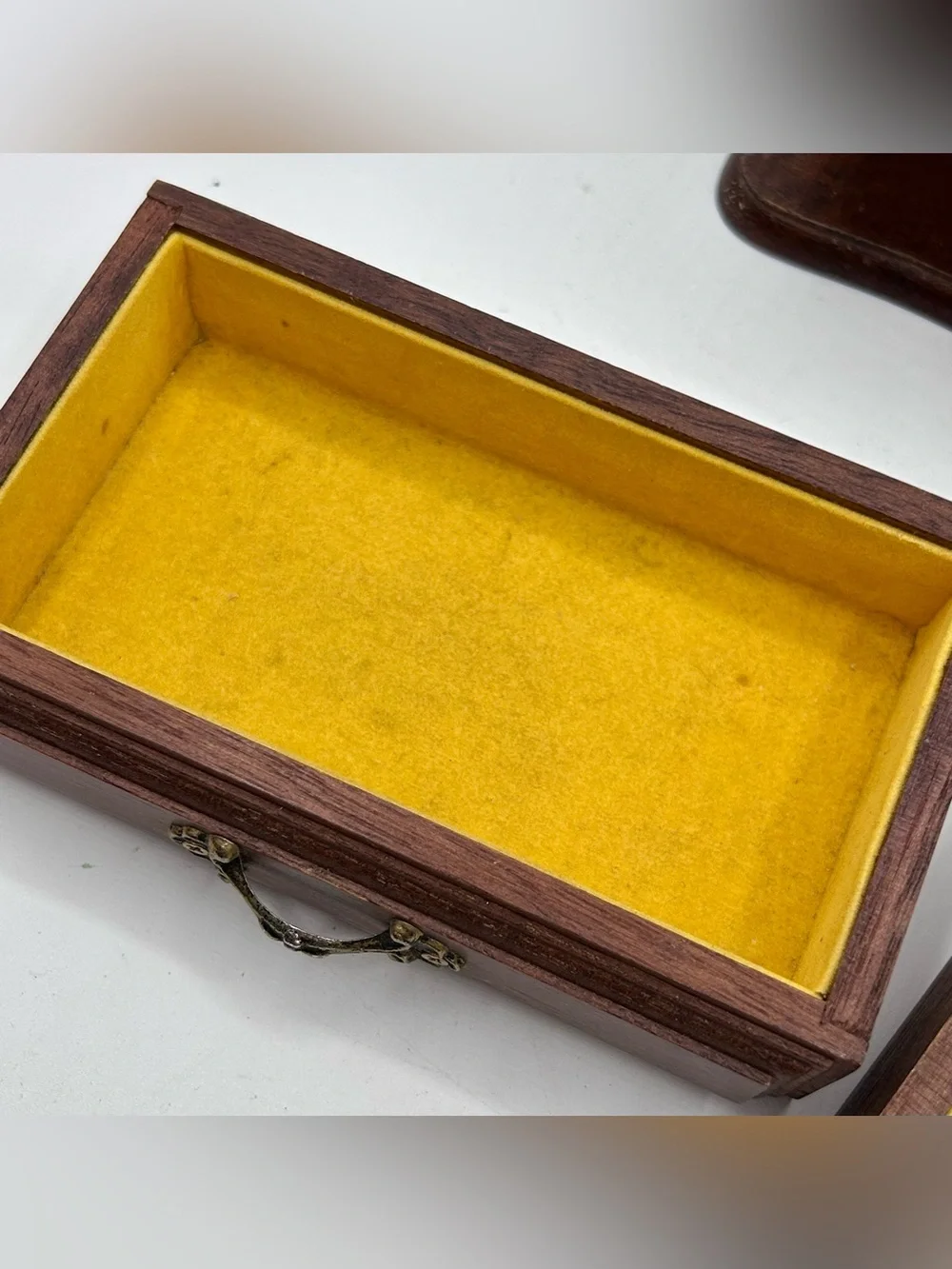 Vintage Wooden Jewelry Box 2 Drawers Ring Organizer 7.5